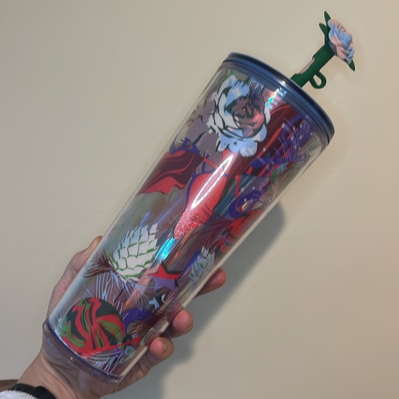 NEW Starbucks Rose Silicon Straw Topper Winter 2023 Floral Tumbler - Picture 7 of 8